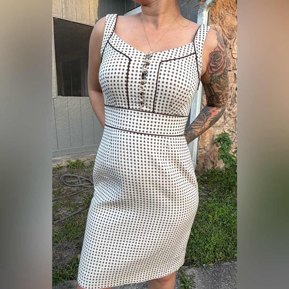 ANTONIO MELANI Brown and Cream Midi Dress